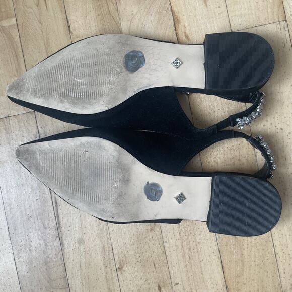 NANETTE Lepore Black Velvet Pointed Bejeweled Felicity Flats‎ Womens Size 8.5M - Picture 8 of 8